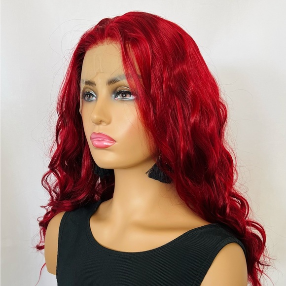 A Fabulous 24” Ruby Red 13x2.5 Premium Fiber Lace Front Wig - Daily Wear/Events - Picture 13 of 15